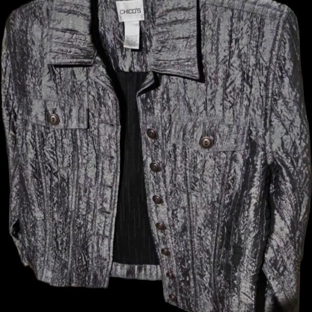 Chico-s Women's Grey and Silver Jacket